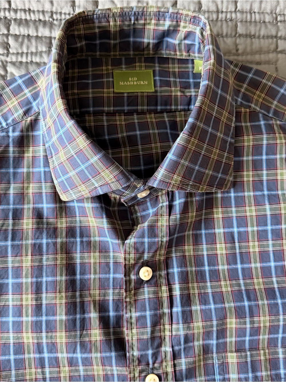 Sid Mashburn Men's Blue Plaid Button-Up Shirt